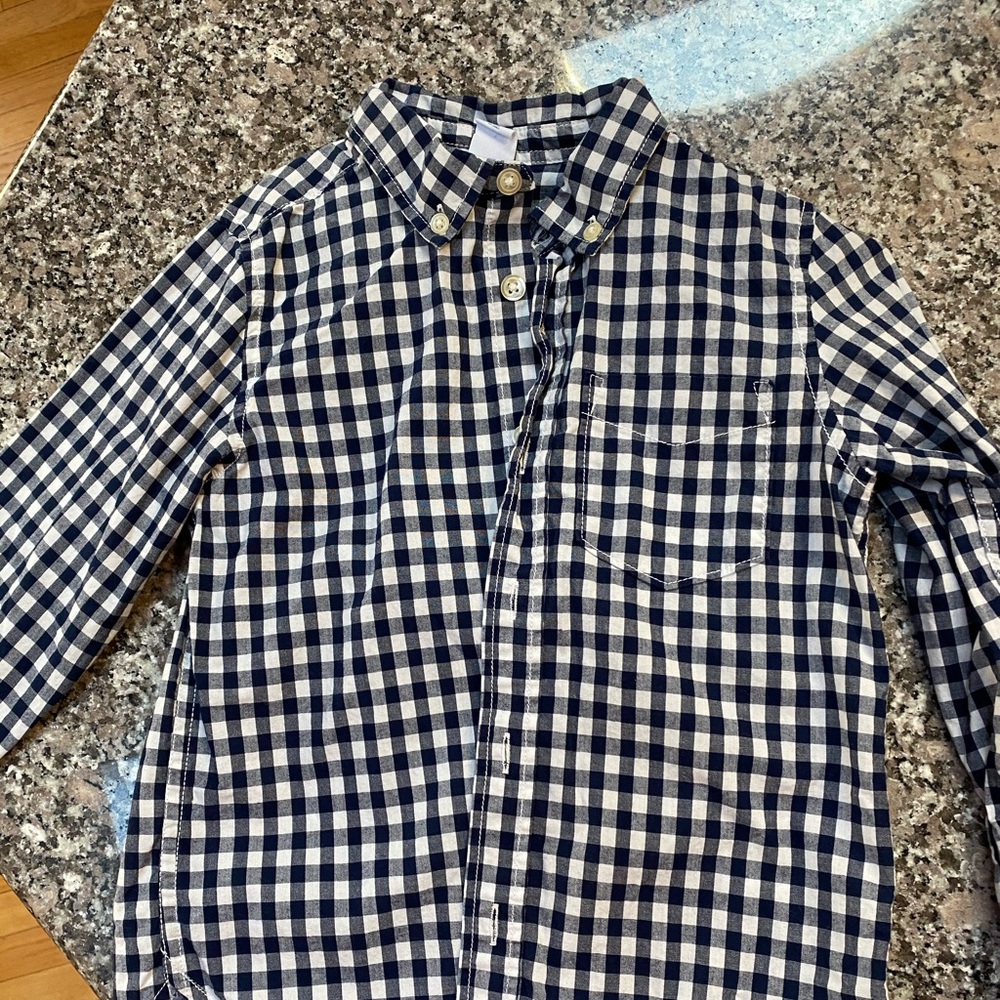 5T boys gingham button down